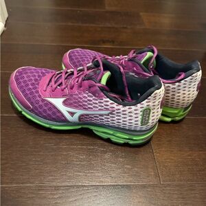 Mizuno Wave Rider 18 - Women's Purple and Green Running Shoes